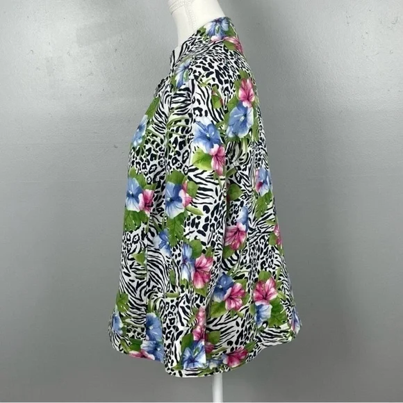 Vintage Choices 100% Linen Tropical Zebra Print Open Jacket 2X | Resort Wear - Picture 2 of 7